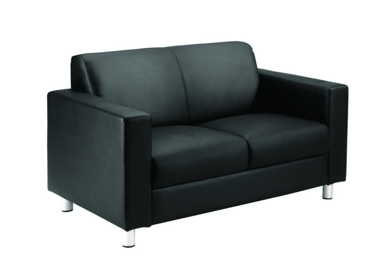 Iceberg Leather Faced Sofa | Metal Feet | Black