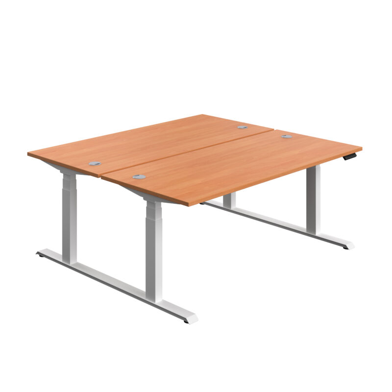 Economy Back To Back Sit Stand Desk | 1800 X 800 | Beech/White