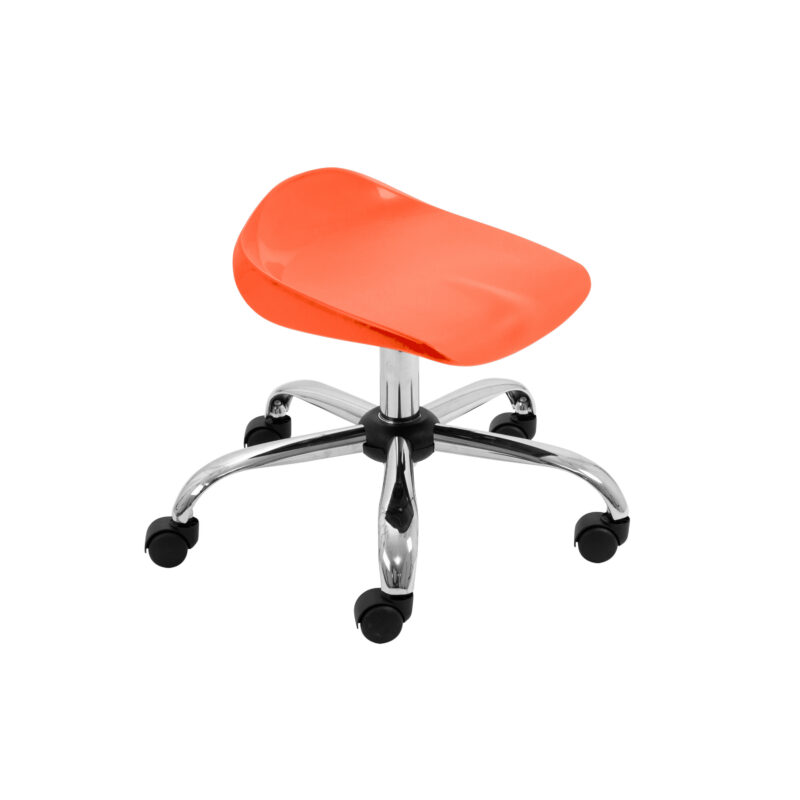 Titan Swivel Junior Stool with Chrome Base and Castors | Size 5-6 | Orange/Chrome