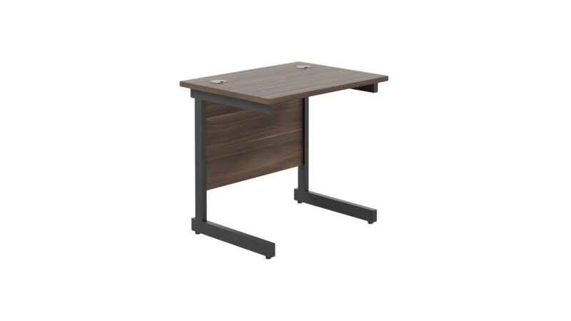 Single Upright Rectangular Desk: 600mm Deep | 800 X 600 | Dark Walnut/Black