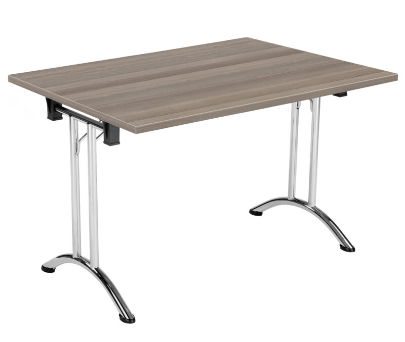 One Union Rectangular Folding Table | 1200 X 700 | Grey Oak/Chrome