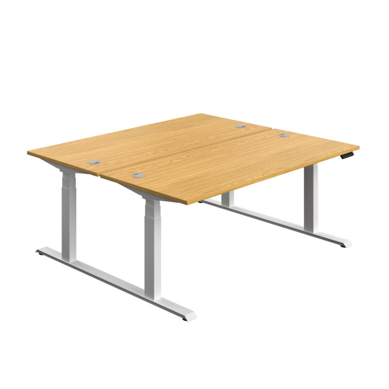 Economy Back To Back Sit Stand Desk | 1800 X 800 | Nova Oak/White