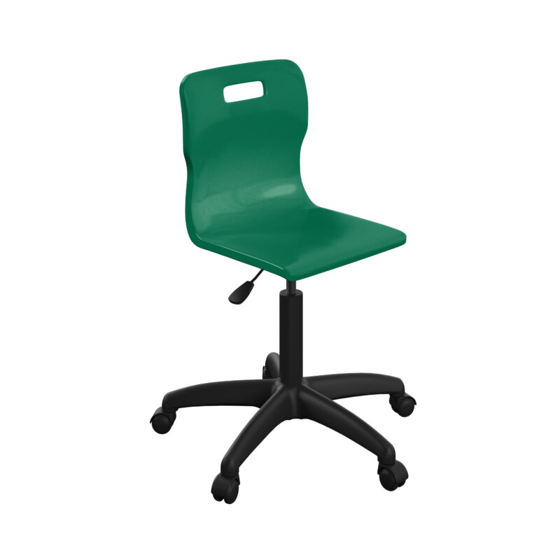 Titan Swivel Senior Chair with Plastic Base and Castors | Size 5-6 | Green/Black