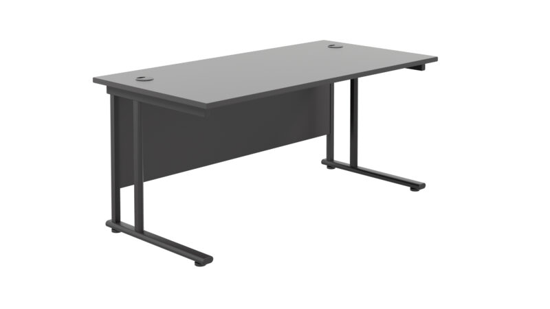 Twin Upright Rectangular Desk: 800mm Deep | 1800X800 | Black/Black