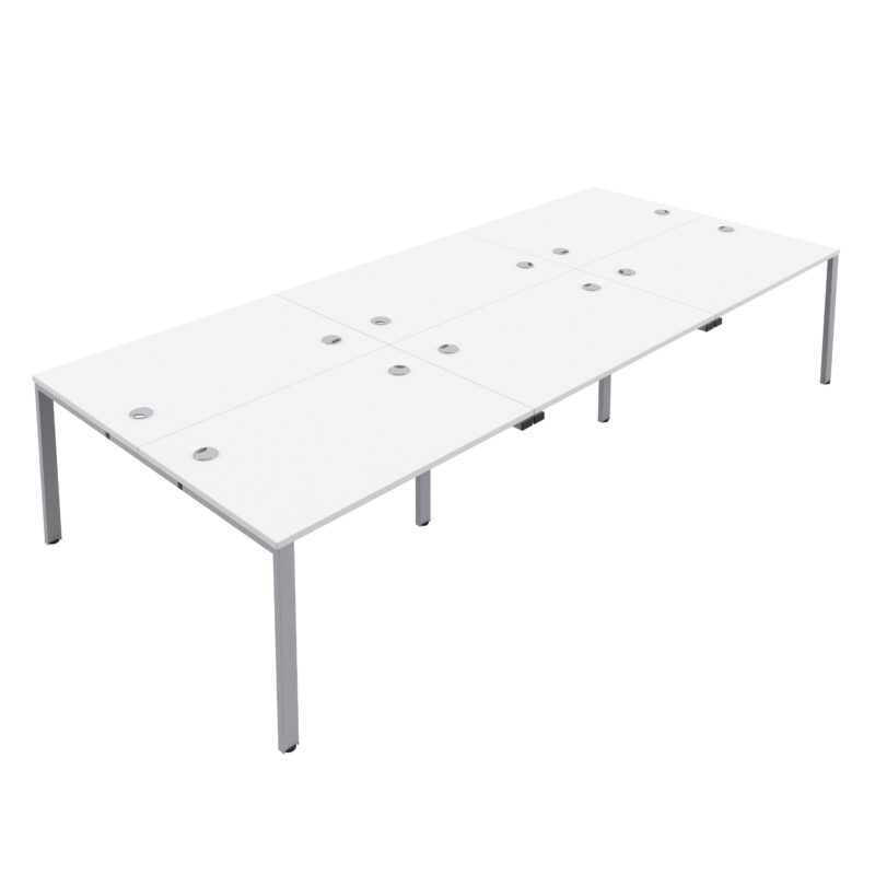 CB Bench with Cable Ports: 6 Person | 1400 X 800 | White/Silver