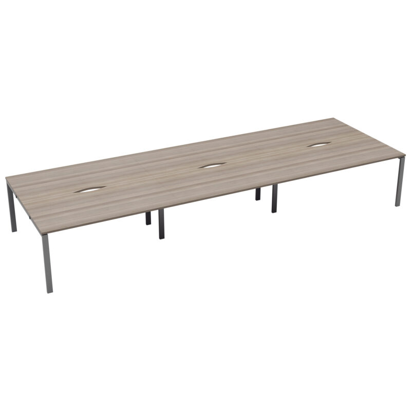 CB Bench with Cut Out: 6 Person | 1400 X 800 | Grey Oak/Silver