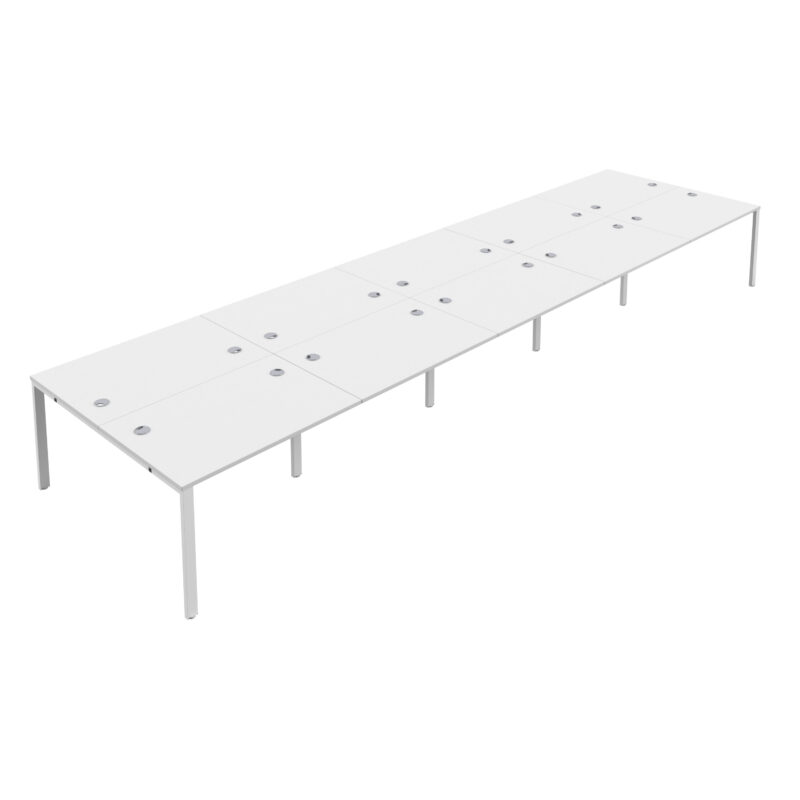 CB Bench with Cable Ports: 10 Person | 1600 X 800 | White/White