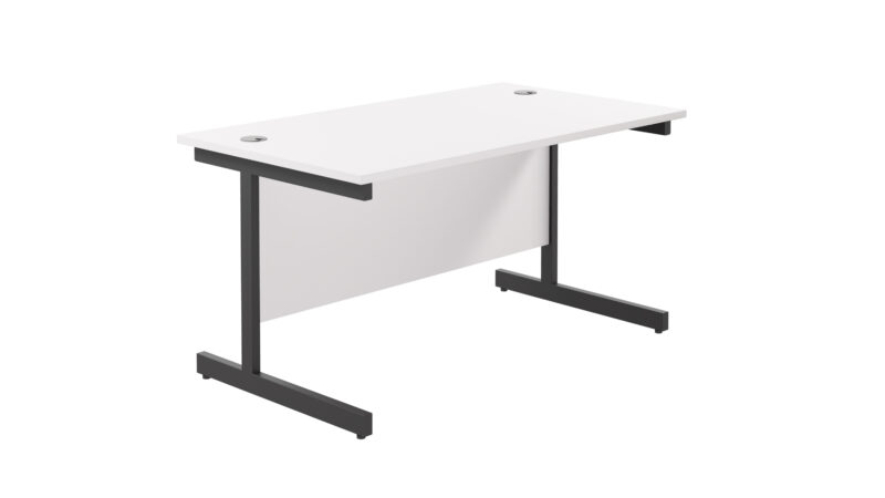 Single Upright Rectangular Desk: 800mm Deep | 1400 X 800 | White/Black