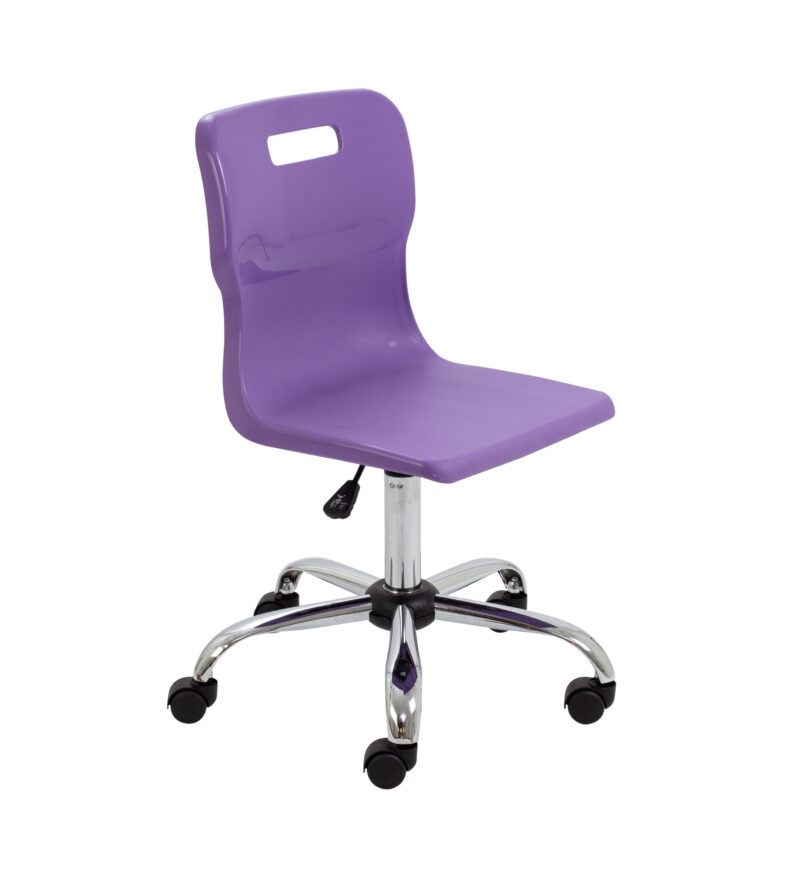 Titan Swivel Senior Chair with Chrome Base and Castors | Size 5-6 | Purple/Chrome