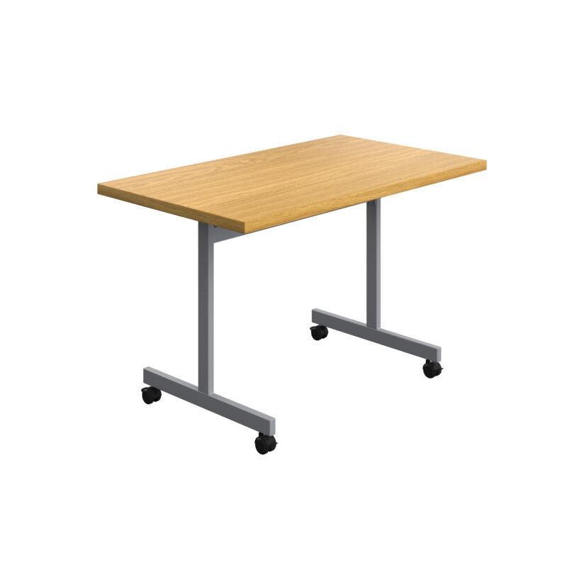 One Eighty Rectangular Tilting Table | 1200 X 700 | Nova Oak/Silver