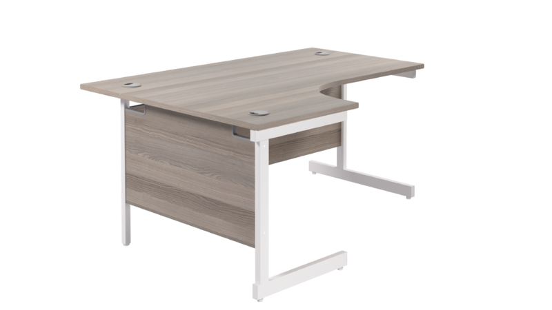 Single Upright Left Hand Radial Desk | 1800 X 1200 | Grey Oak/White