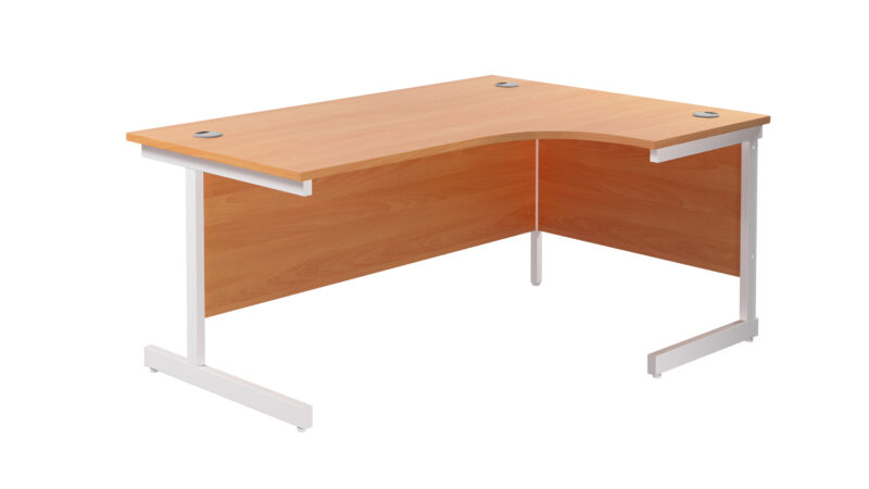 Single Upright Right Hand Radial Desk | 1600 X 1200 | Beech/White