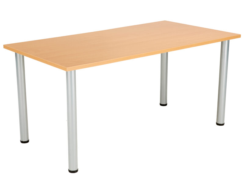 One Fraction Plus Rectangular Meeting Table | 1600X800 | Beech/Silver