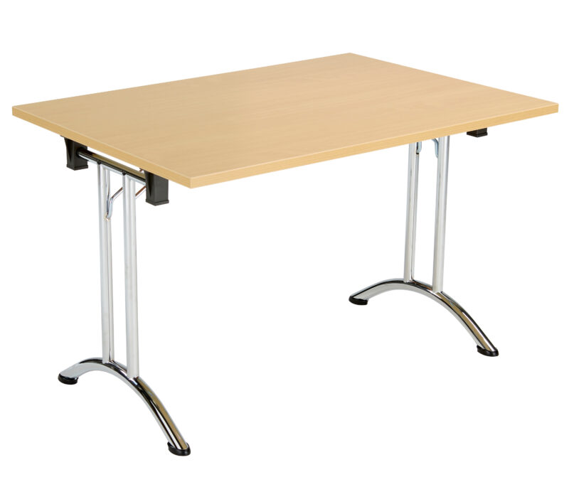 One Union Rectangular Folding Table | 1200 X 700 | Nova Oak/Chrome