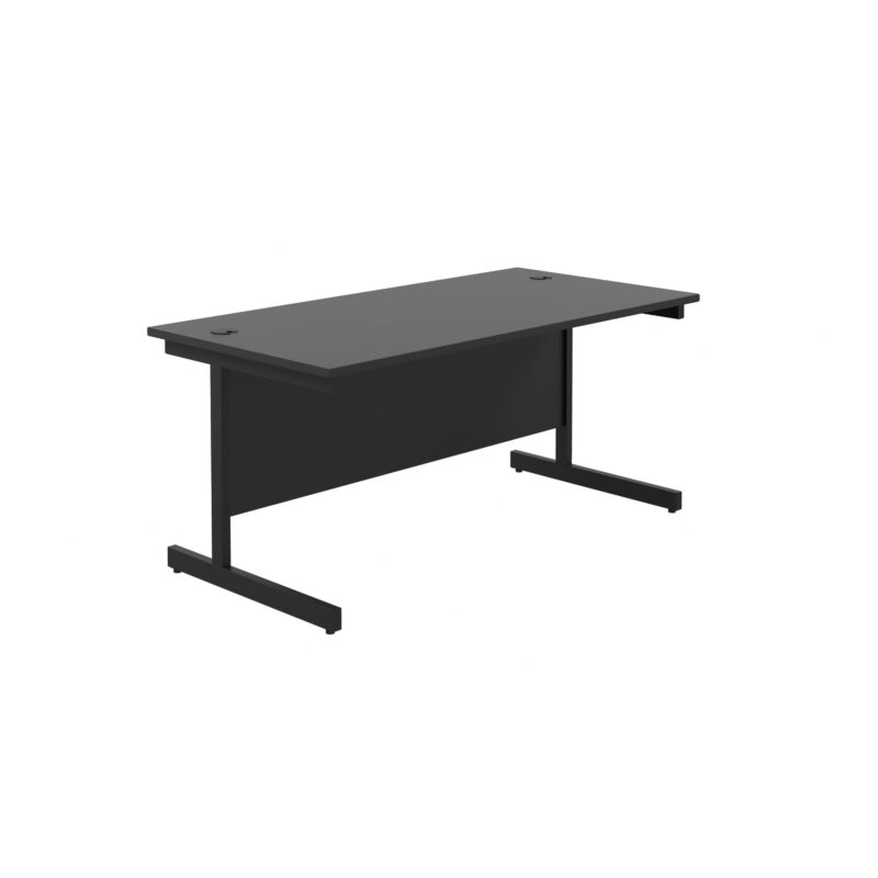 Single Upright Rectangular Desk: 800mm Deep | 1800 X 800 | Black/Black