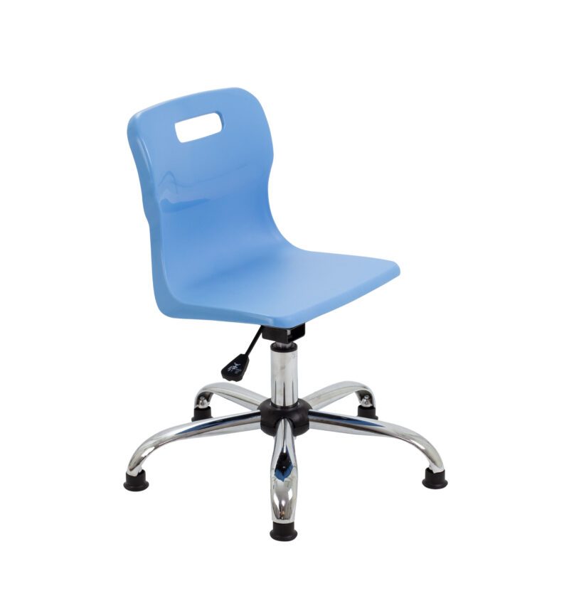 Titan Swivel Junior Chair with Plastic Base and Glides | Size 3-4 | Sky Blue/Black