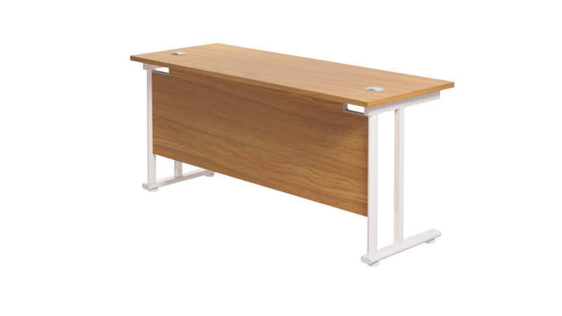 Twin Upright Rectangular Desk: 600mm Deep | 1800X600 | Nova Oak/White