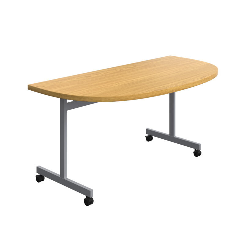 One Eighty D-End Tilting Table | 1600 X 800 | Nova Oak/Silver