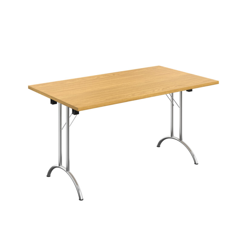 One Union Rectangular Folding Table | 1400 X 800 | Nova Oak/Chrome