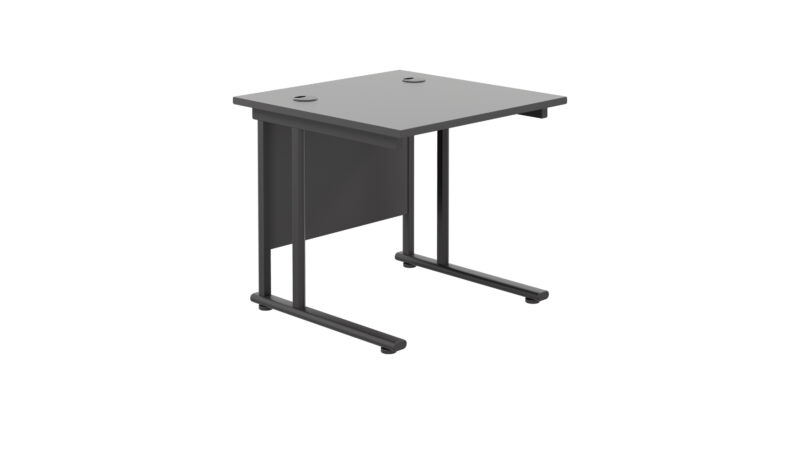 Twin Upright Rectangular Desk: 800mm Deep | 800X800 | Black/Black