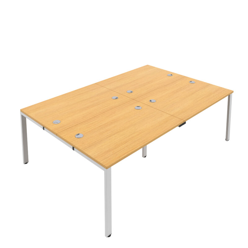 CB Bench with Cable Ports: 4 Person | 1600 X 800 | Nova Oak/White