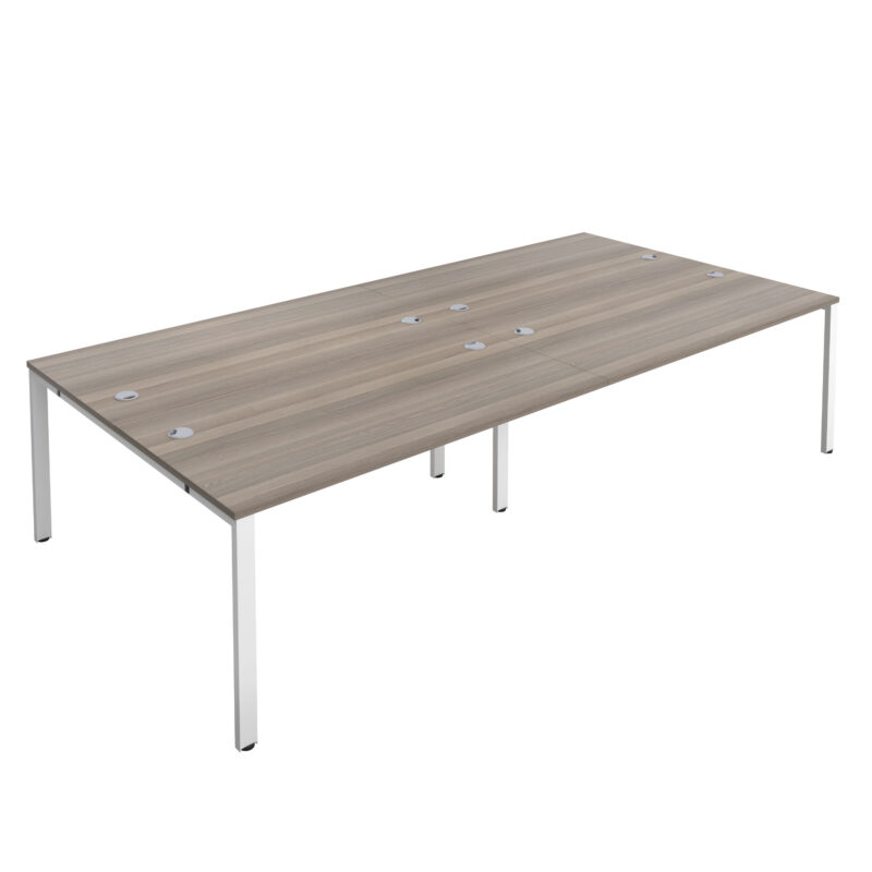 CB Bench with Cable Ports: 4 Person | 1200 X 800 | Grey Oak/White