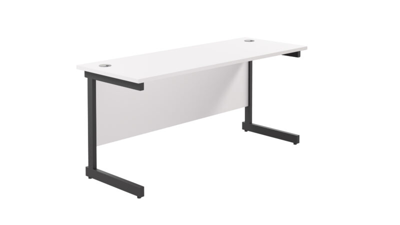 Single Upright Rectangular Desk: 600mm Deep | 1600 X 600 | White/Black