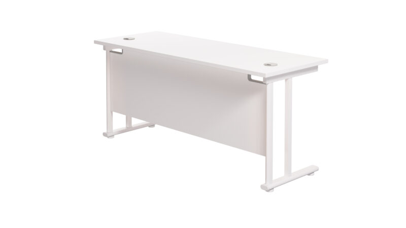 Twin Upright Rectangular Desk: 600mm Deep | 1600X600 | White/White