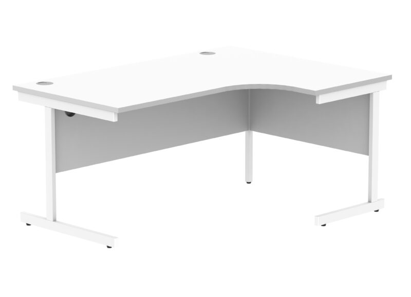 Office Right Hand Corner Desk With Steel Single Upright Cantilever Frame | 1600X1200 | Arctic White/White