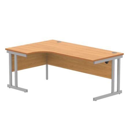 Office Left Hand Corner Desk With Steel Double Upright Cantilever Frame | 1800X1200 | Norwegian Beech/Silver