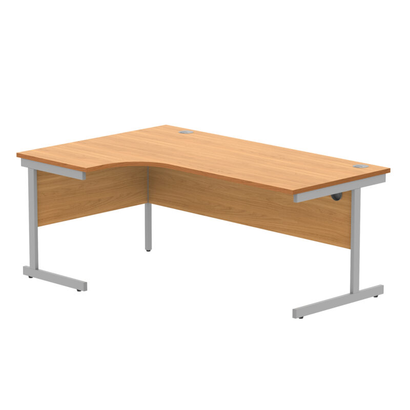 Office Left Hand Corner Desk With Steel Single Upright Cantilever Frame | 1800X1200 | Norwegian Beech/Silver