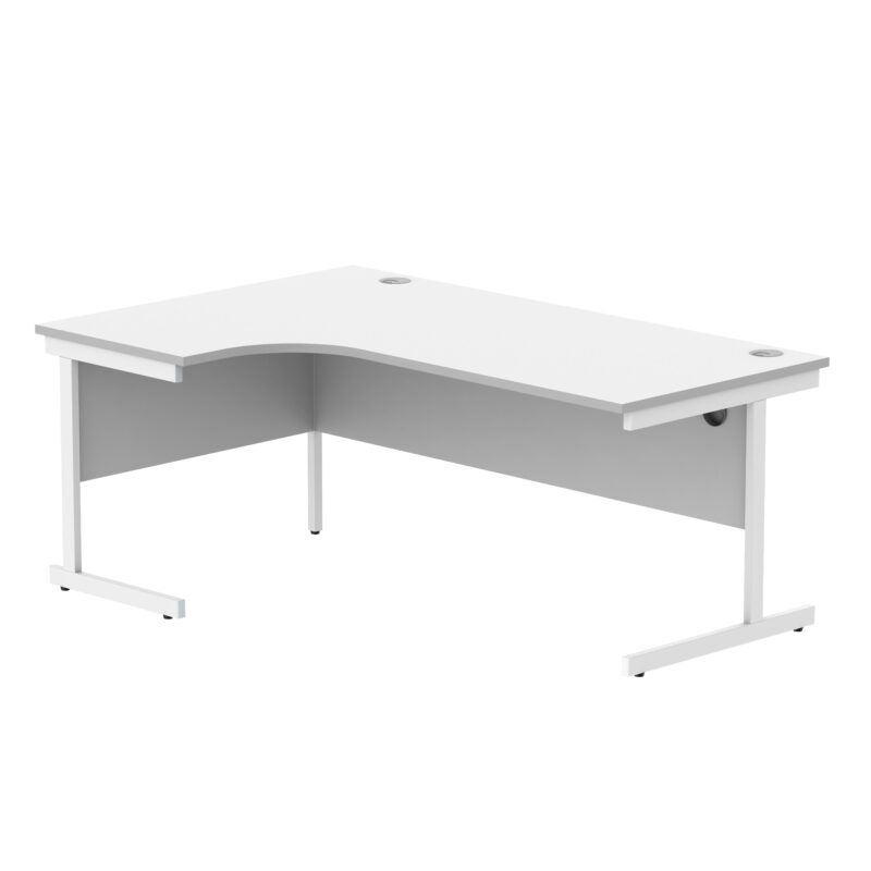 Office Left Hand Corner Desk With Steel Single Upright Cantilever Frame | 1800X1200 | Arctic White/White