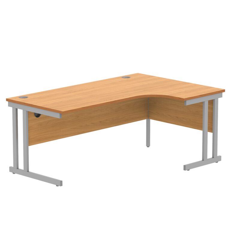 Office Right Hand Corner Desk With Steel Double Upright Cantilever Frame | 1800X1200 | Beech/Silver