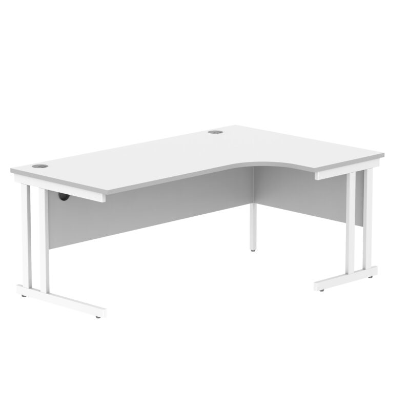 Office Right Hand Corner Desk With Steel Double Upright Cantilever Frame | 1800X1200 | White/White