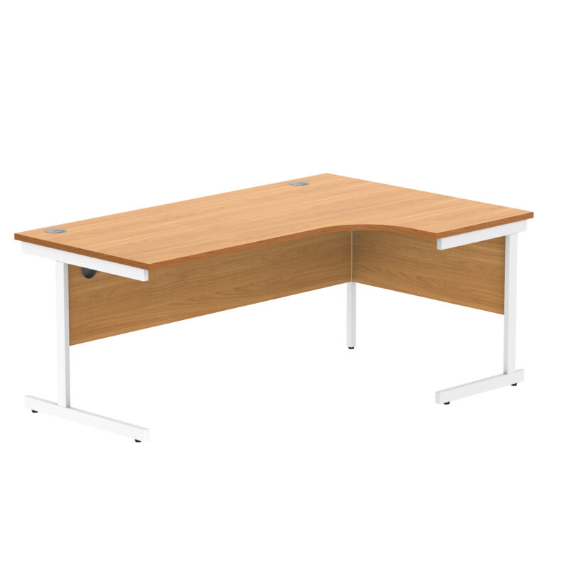 Office Right Hand Corner Desk With Steel Single Upright Cantilever Frame | 1800X1200 | Beech/White