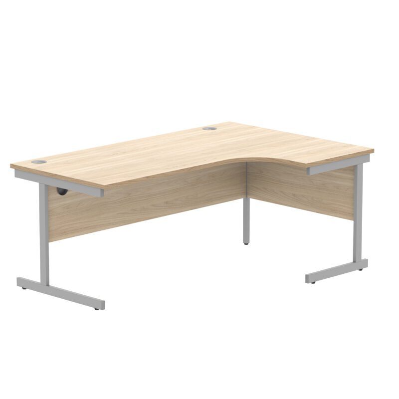 Office Right Hand Corner Desk With Steel Single Upright Cantilever Frame | 1800X1200 | Oak/Silver