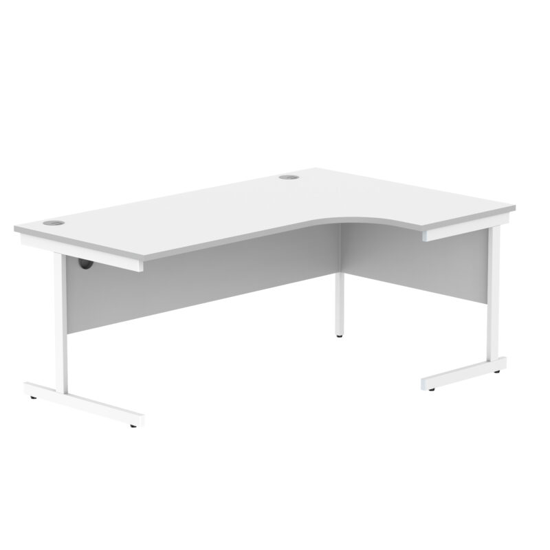 Office Right Hand Corner Desk With Steel Single Upright Cantilever Frame | 1800X1200 | White/White