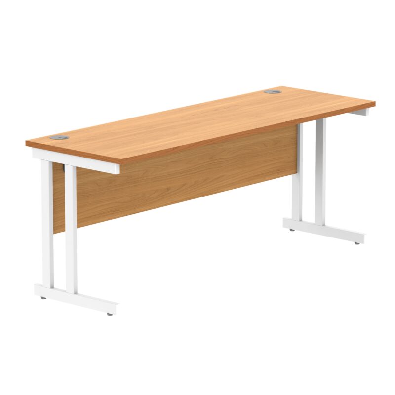 Office Rectangular Desk With Steel Double Upright Cantilever Frame | 1800X600 | Norwegian Beech/White