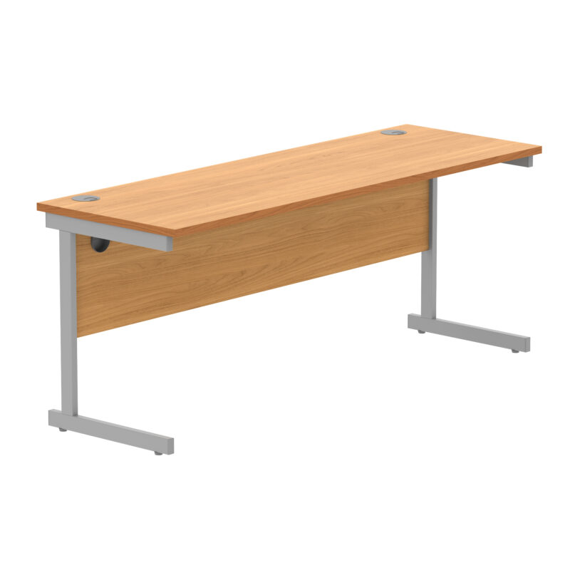 Office Rectangular Desk With Steel Single Upright Cantilever Frame | 1800X600 | Norwegian Beech/Silver