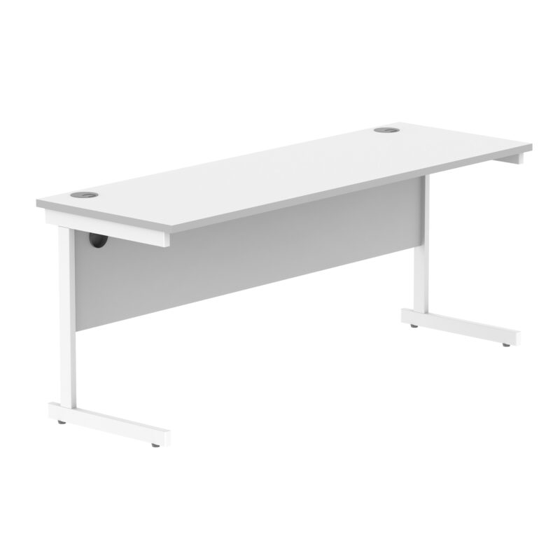 Office Rectangular Desk With Steel Single Upright Cantilever Frame | 1800X600 | Arctic White/White