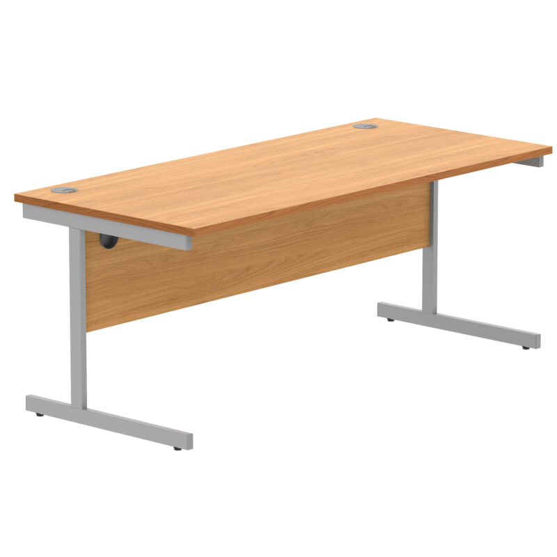 Office Rectangular Desk With Steel Single Upright Cantilever Frame | 1800X800 | Norwegian Beech/Silver