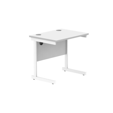 Office Rectangular Desk With Steel Single Upright Cantilever Frame | 800X600 | Arctic White/White