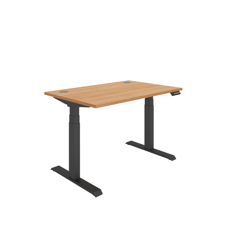 Office Rectangular Dual Motor Sit Stand Desk  | 1200X800 | Beech/Black