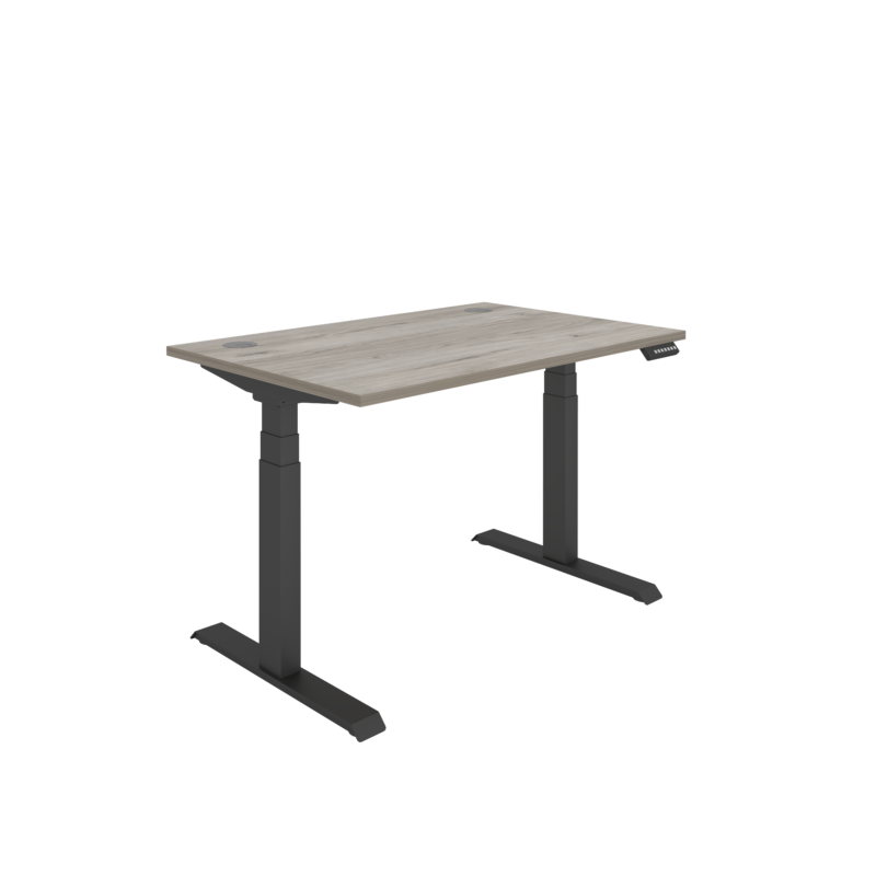 Office Rectangular Dual Motor Sit Stand Desk  | 1200X800 | Grey Oak/Black