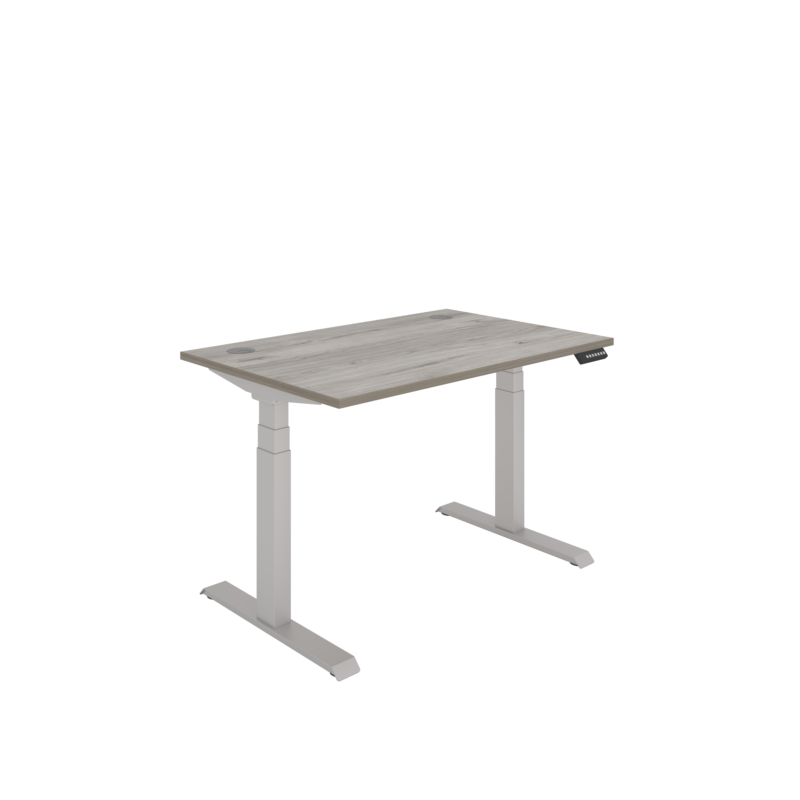 Office Rectangular Dual Motor Sit Stand Desk  | 1200X800 | Grey Oak/Silver