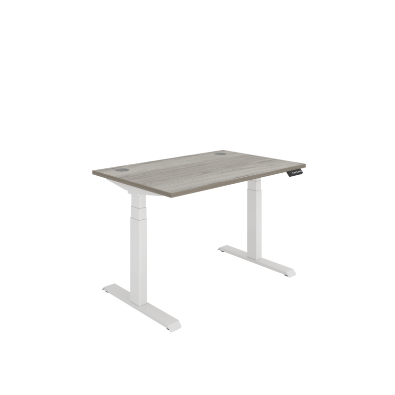 Office Rectangular Dual Motor Sit Stand Desk  | 1200X800 | Grey Oak/White