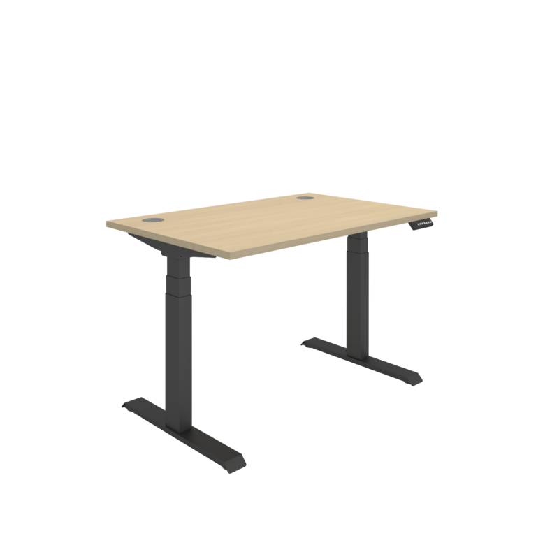 Office Rectangular Dual Motor Sit Stand Desk  | 1200X800 | Oak/Black