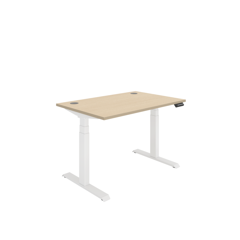 Office Rectangular Dual Motor Sit Stand Desk  | 1200X800 | Oak/White