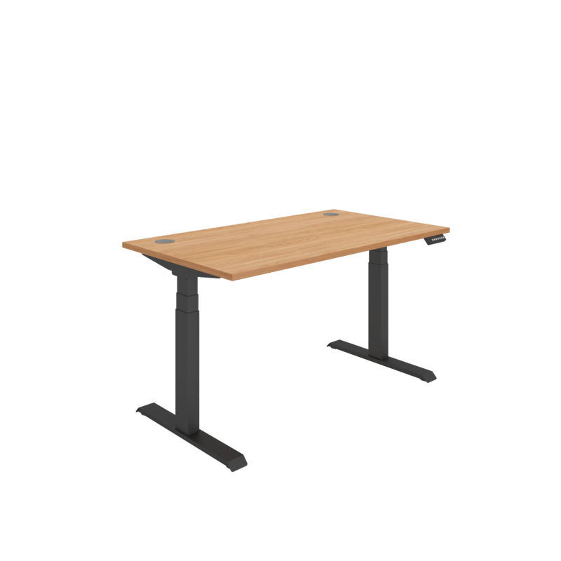 Office Rectangular Dual Motor Sit Stand Desk  | 1400X800 | Beech/Black