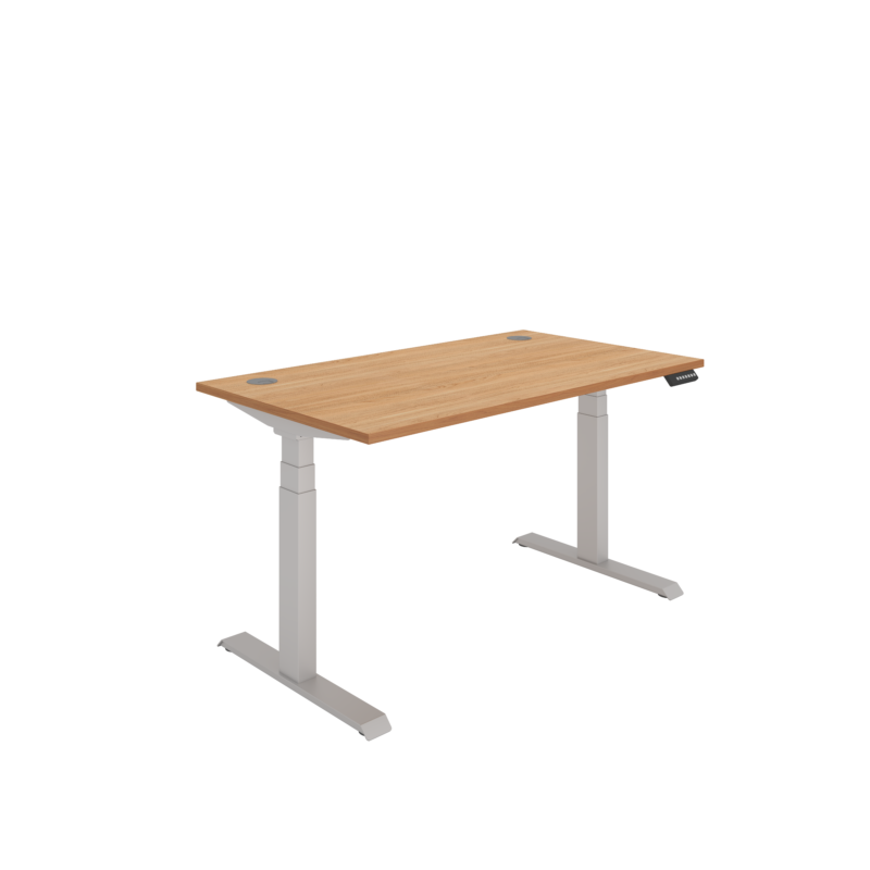 Office Rectangular Dual Motor Sit Stand Desk  | 1400X800 | Beech/Silver